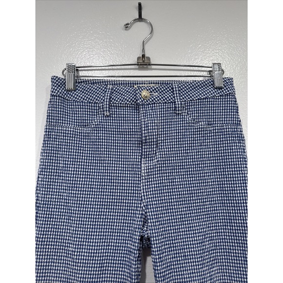 L'AGENCE Mandy Skinny Gingham Pants Women's Size 25 Sailor Blue White Retro - Picture 2 of 10